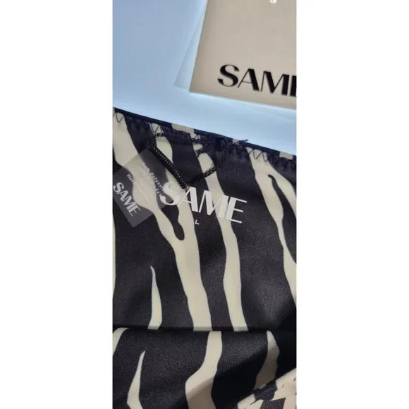 SAME Los Angeles Two-Piece Bikini Womens LargeZebra Print Bottom High Rise